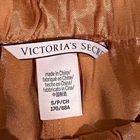 Victoria's Secret Rust Wide Leg High Rise Satin Stripe/Polka Dot Lounge Pants S - Picture 8 of 10